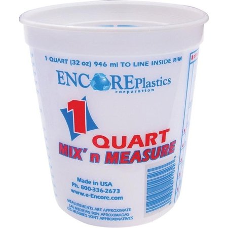 ENCORE PLASTICS 300343 Paint Container, 1 qt Capacity, Plastic 1000877